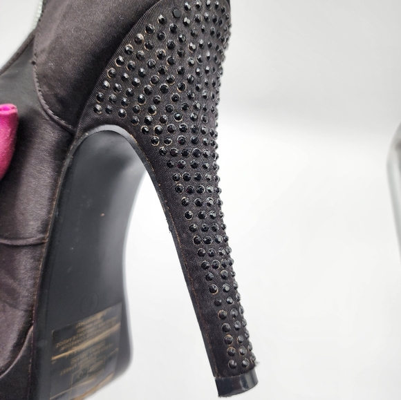Vintage Bootie Peep-Toe, Black Rhinestone by Atmosphere, Rare, SZ US8/UK6/EU39 - Picture 9 of 17